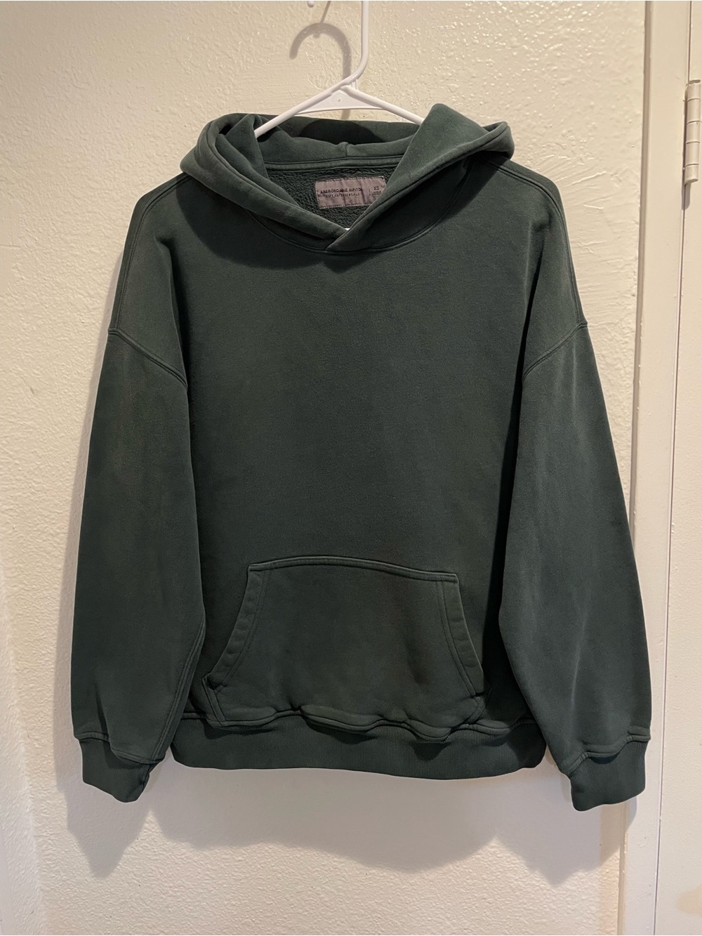 Abercrombie & Fitch Essential Popover Hoodie Green XS Relaxed Oversized